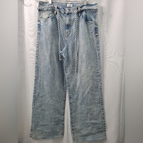 Kensie Jeans For Women's The Carla Hi-Rese Wide Leg Light Blu Braided Belt Sz 12 - Picture 3 of 16